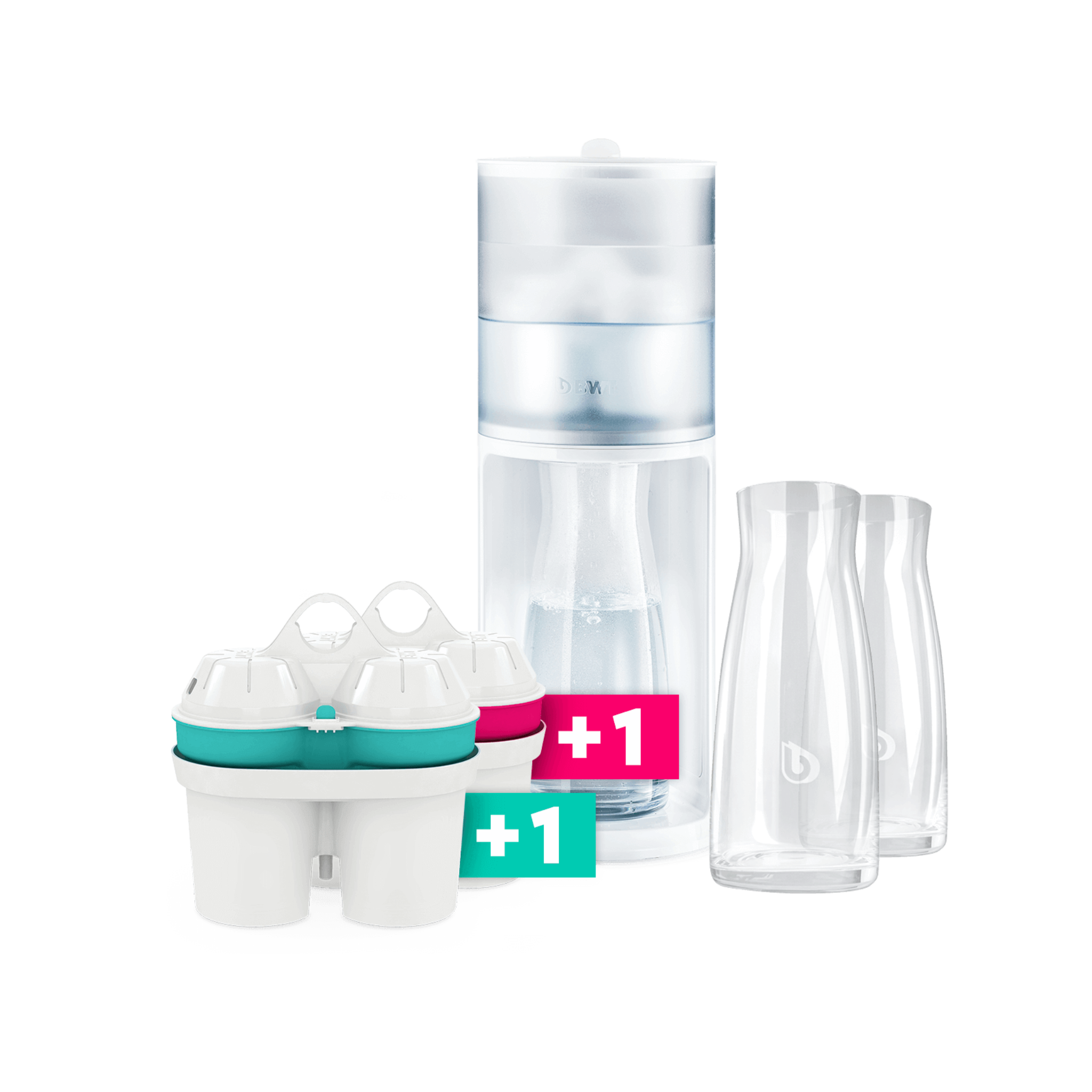 BWT AQUAlizer Station incl. 1 ZINC + 1 Magnesium Mineralised cartridge incl. 2 glass carafes | 125305476; Dzeramā ūdens filtra stacija
