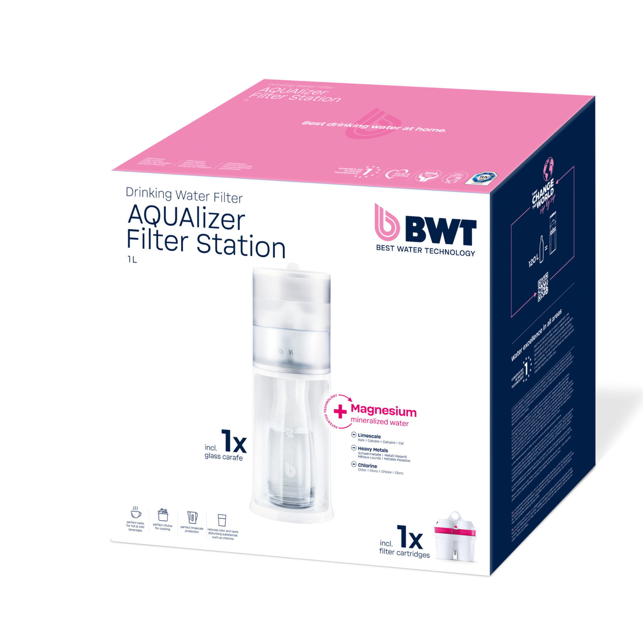 AQUAlizer Station incl. 1 Magnesium Mineralised cartridge + 1 glass carafe | 125252562
