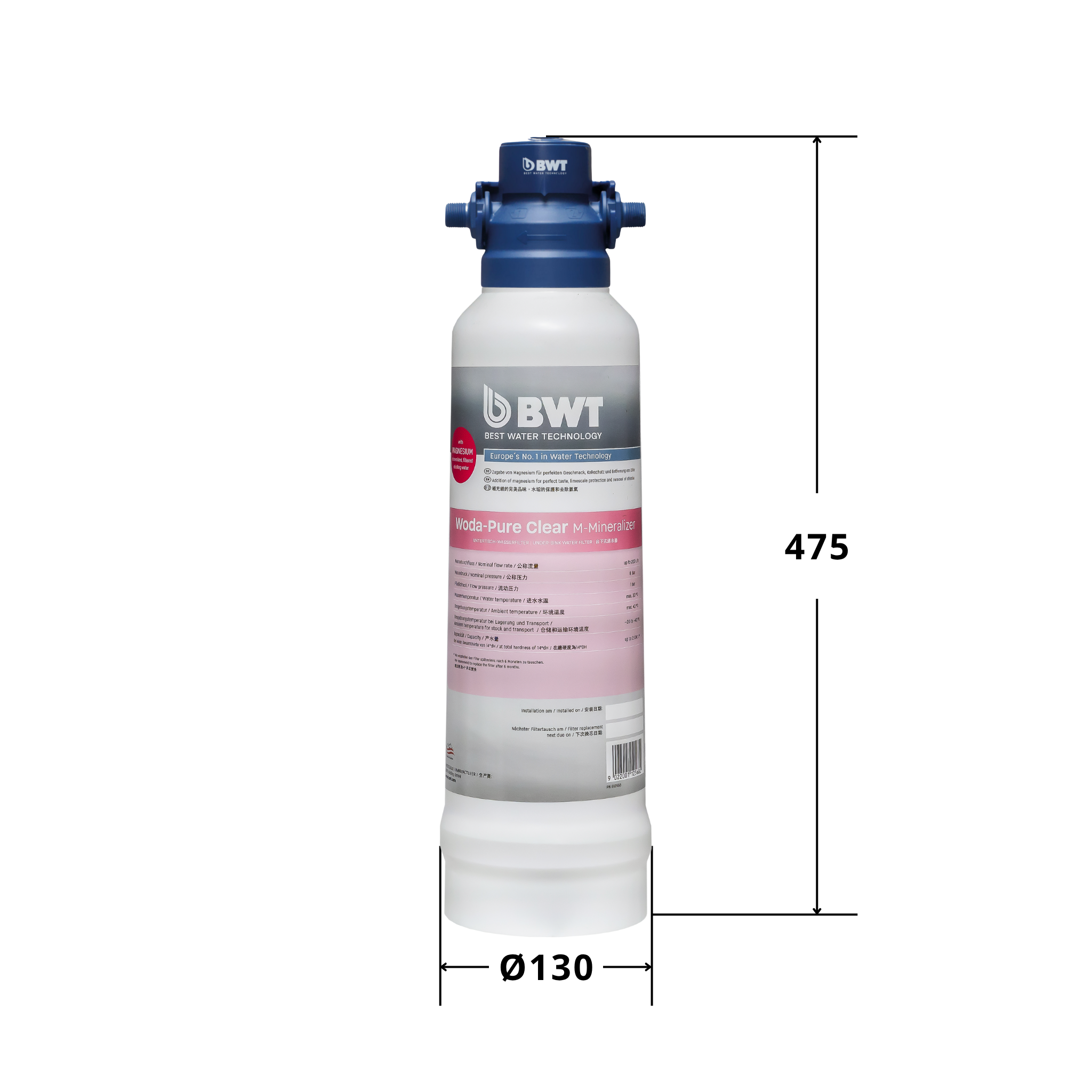 BWT WODA-PURE CLEAR M MINERALIZER 12568  dimensions