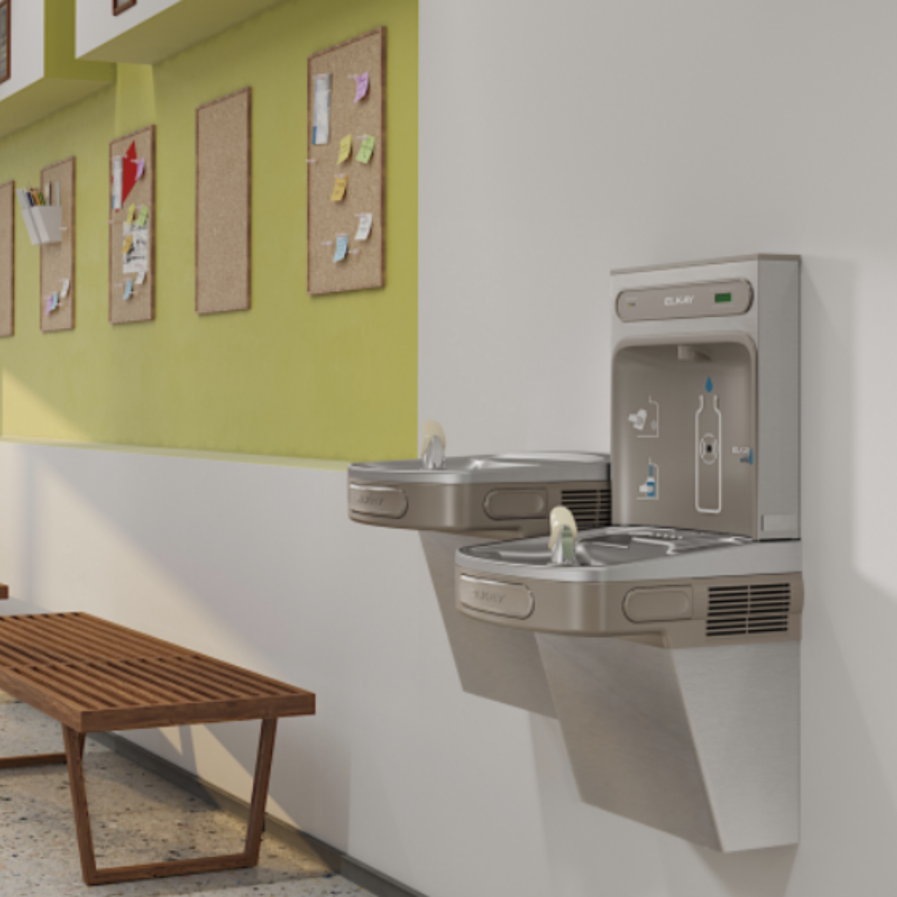 LZSTL8WSS2K | Elkay EZH2O Bottle Filling Station with Versatile Bi-Level ADA Cooler Filtered Refrigerated Stainless 220V