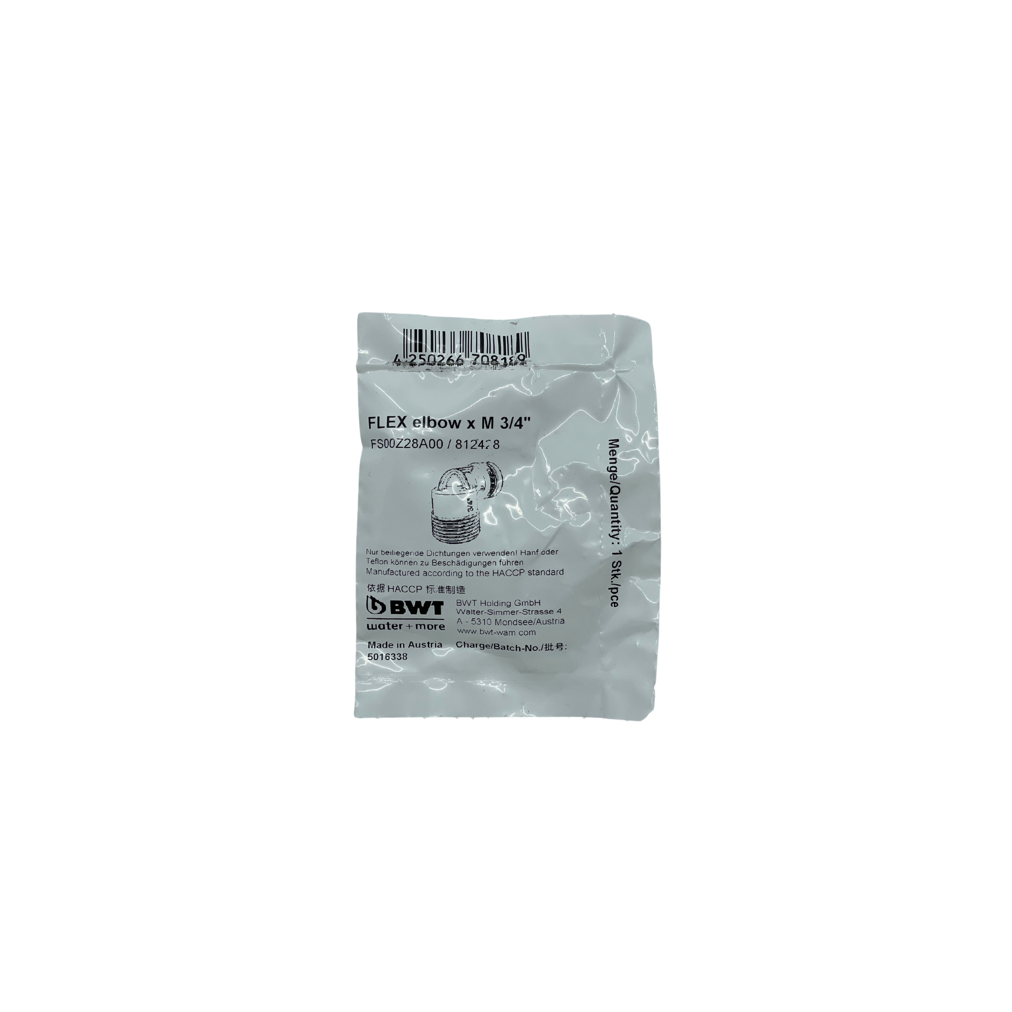 BWT besthead FLEX Connector 90° elbow, FLEX Insert x M 3/4“ made from GFP | FS00Z28A00
