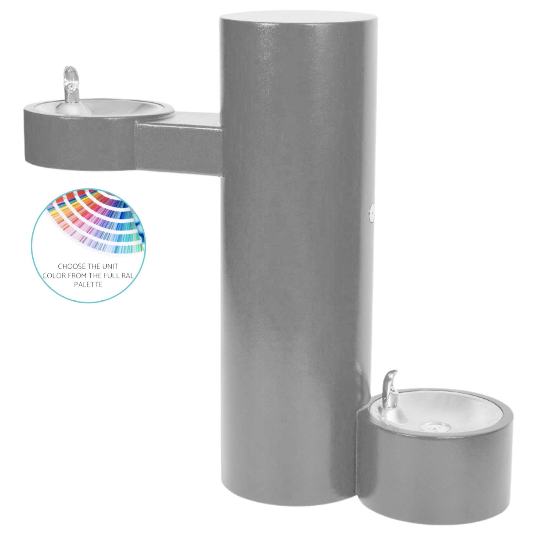 Murdock GRJ-PF | 142.500.304 | Barrier-Free Round Stainless Steel Pedestal Drinking Fountain with Pet Fountain
