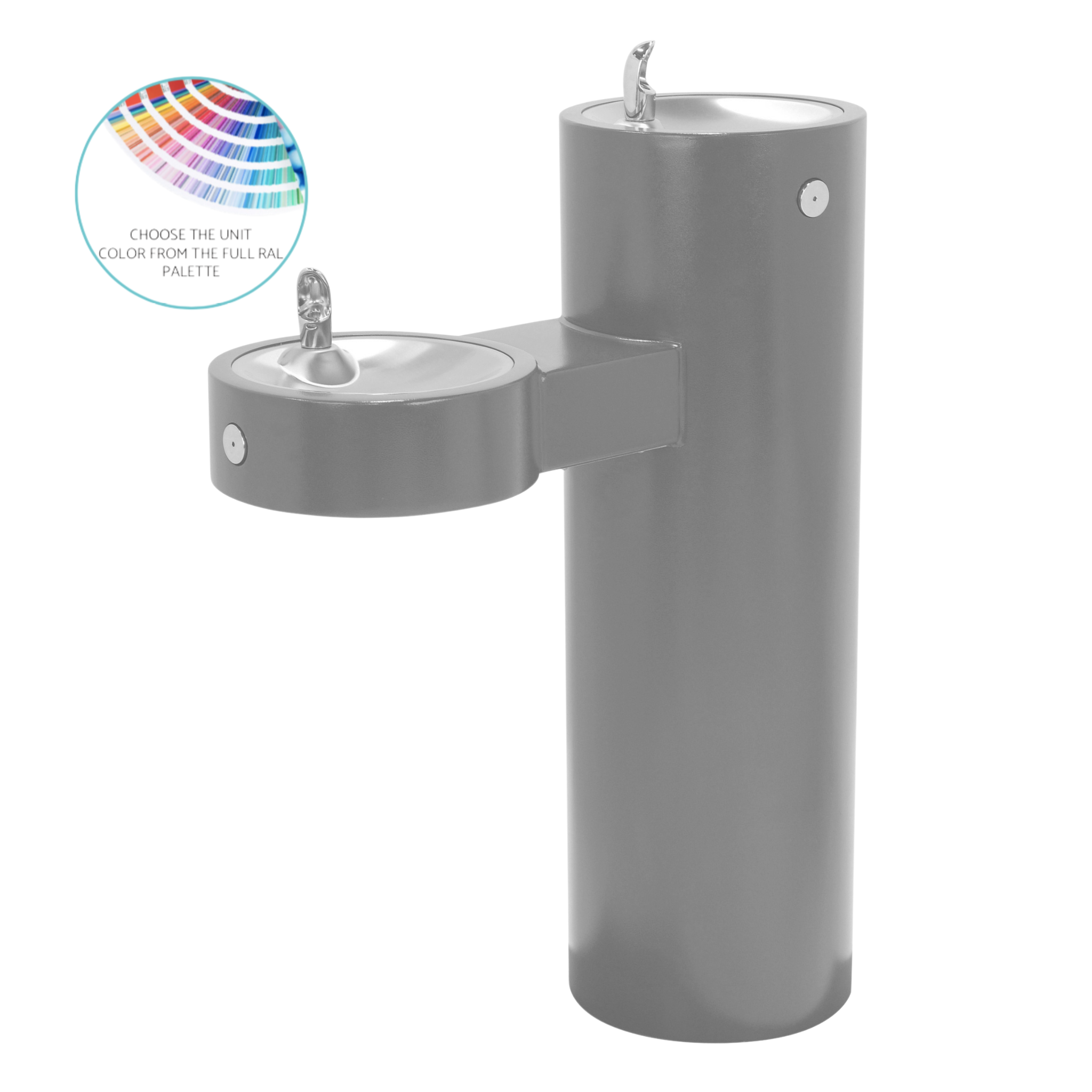 Murdock GRM | 142.500.310 | Bi-Level, Pedestal Outdoor Drinking Fountain - ADA, Stainless Steel