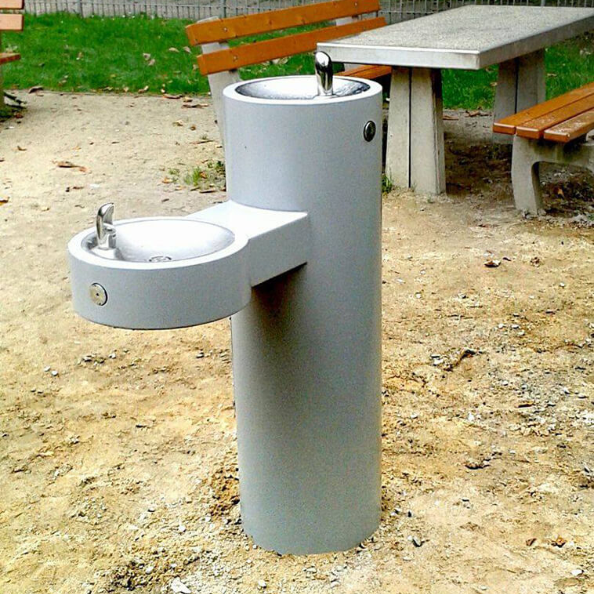 Murdock GRM | 142.500.310 | Bi-Level, Pedestal Outdoor Drinking Fountain - ADA, Stainless Steel