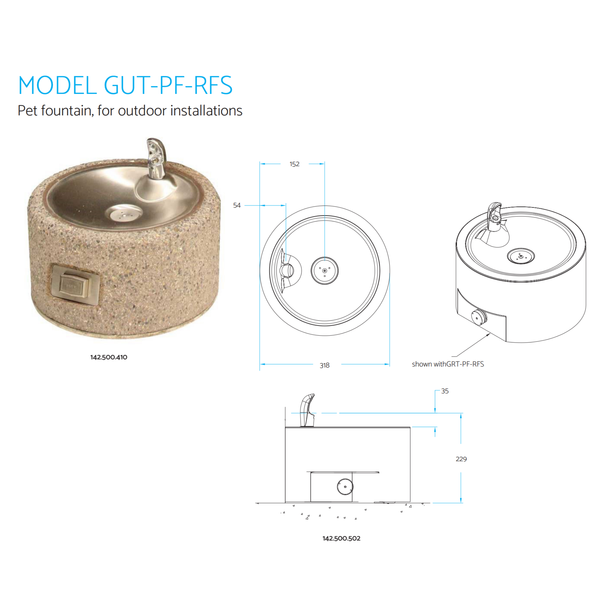 GUT-PF-RFS| 142.500.410 | Round Concrete Pet Fountain BEIGE