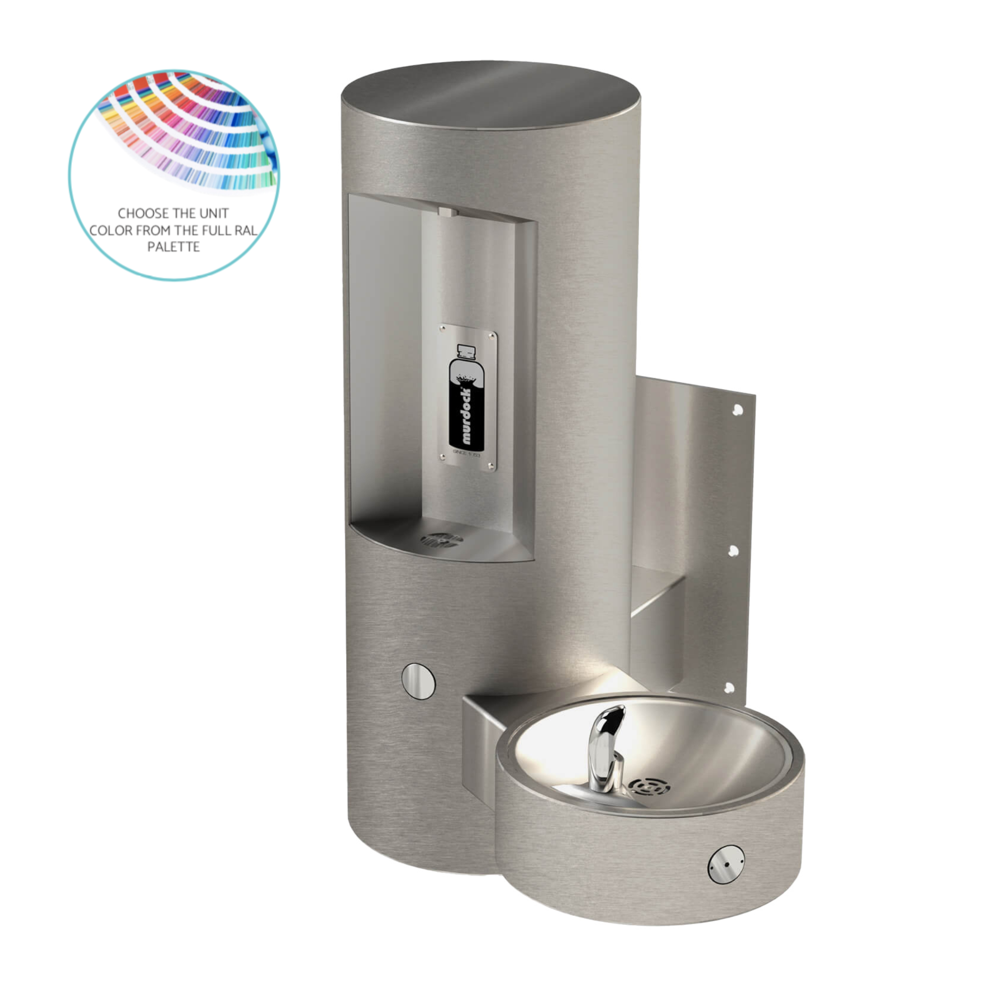 Murdock GYE14 | 142.400.214 | Pedestal Mounted Bottle Filler with Push Button and Pet fountain
