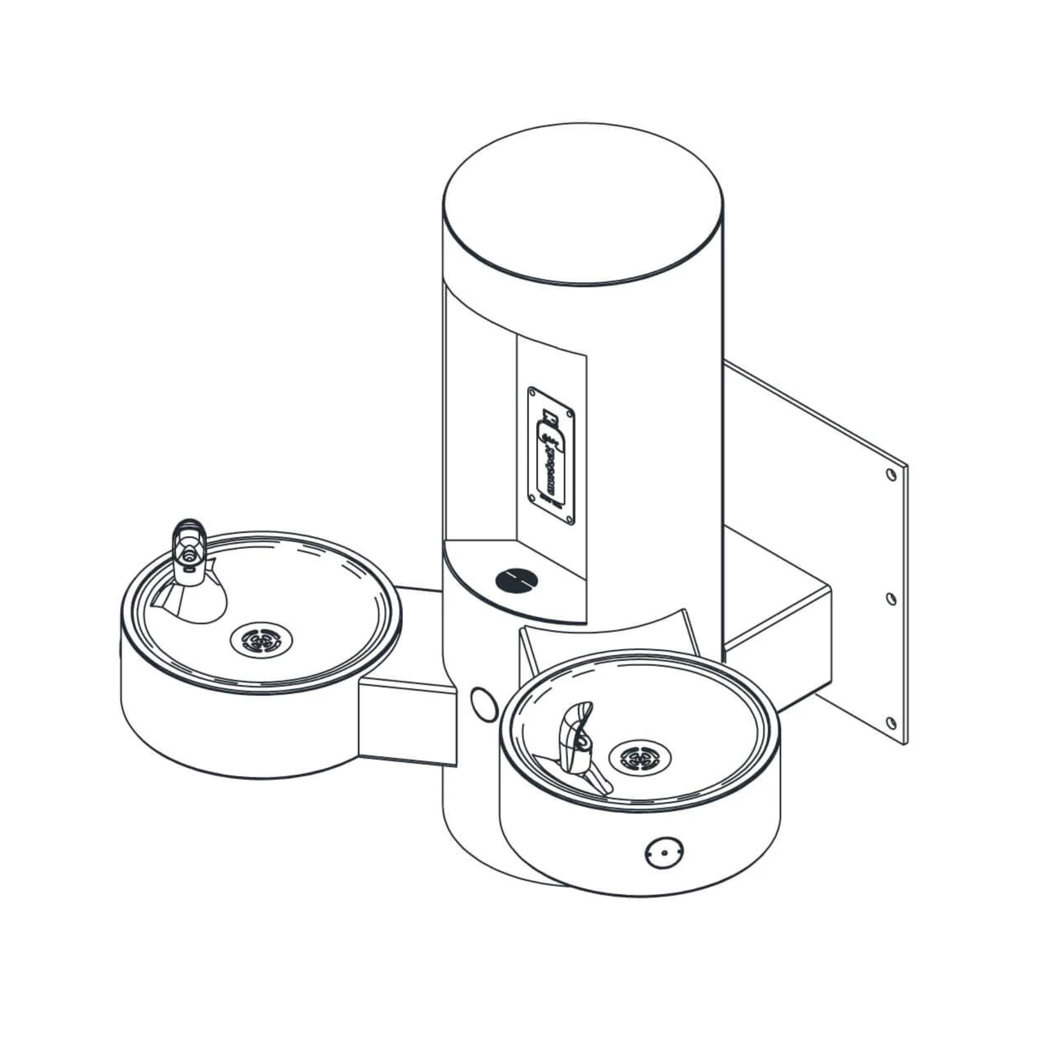 GYE24 | 142.500.928 | Wall Mounted Bottle Filler with Two Drinking Fountains