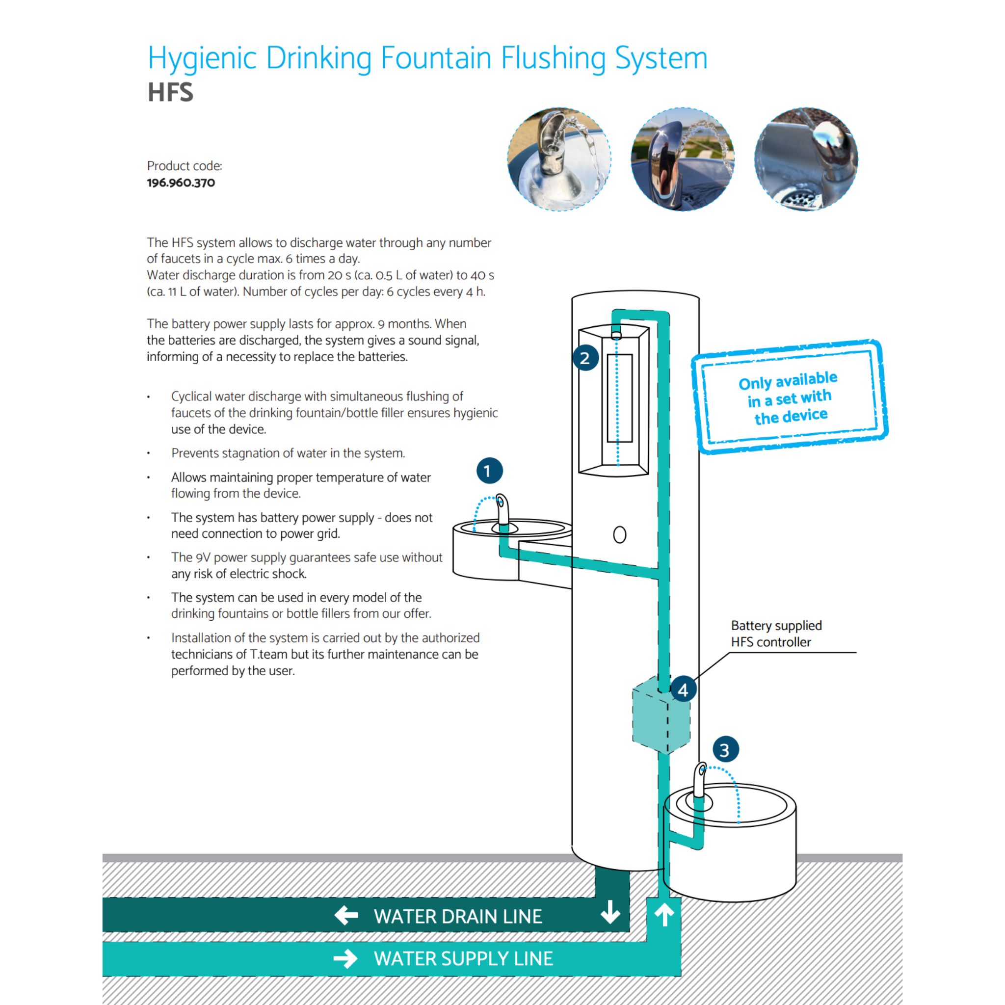 Murdock HFS | 196.960.370 | Hygienic flushing system for drinking fountains