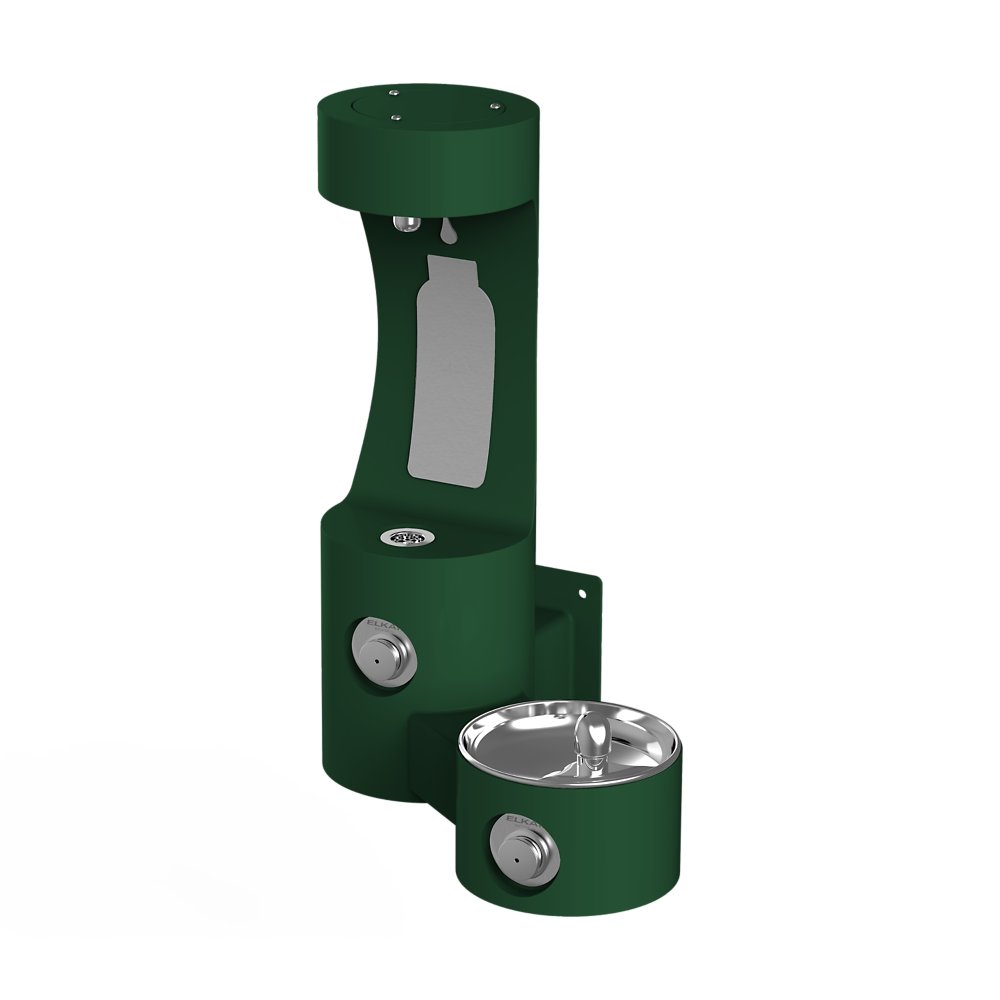 LK4408BFEVG | Elkay Outdoor ezH2O® Bottle Filling Station Wall Mount with Single Fountain Non-Filtered Non-Refrigerated Evergreen