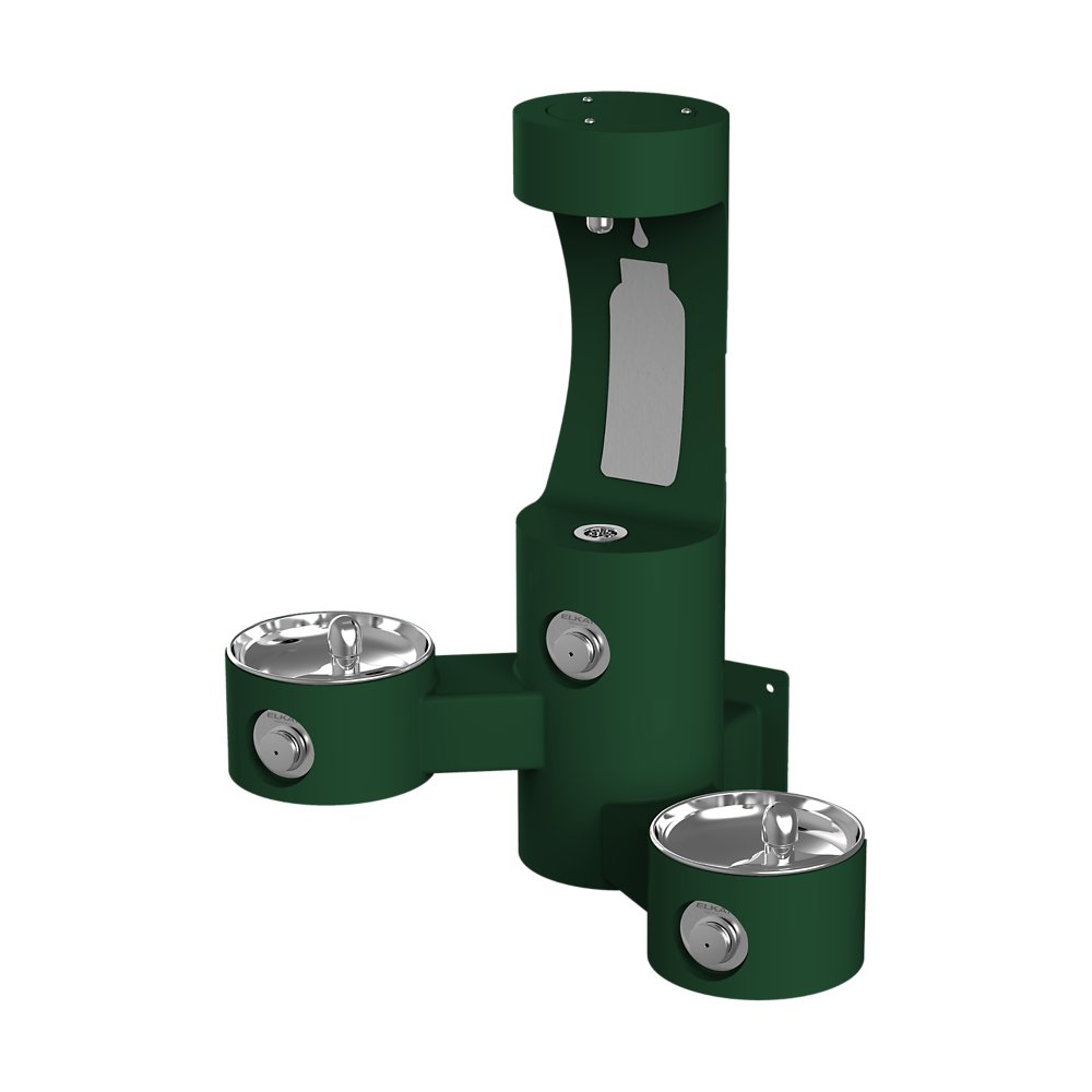 LK4409BFEVG | Elkay Outdoor ezH2O® Bottle Filling Station Wall Mount with Bi-Level Fountain Non-Filtered Non-Refrigerated Evergreen