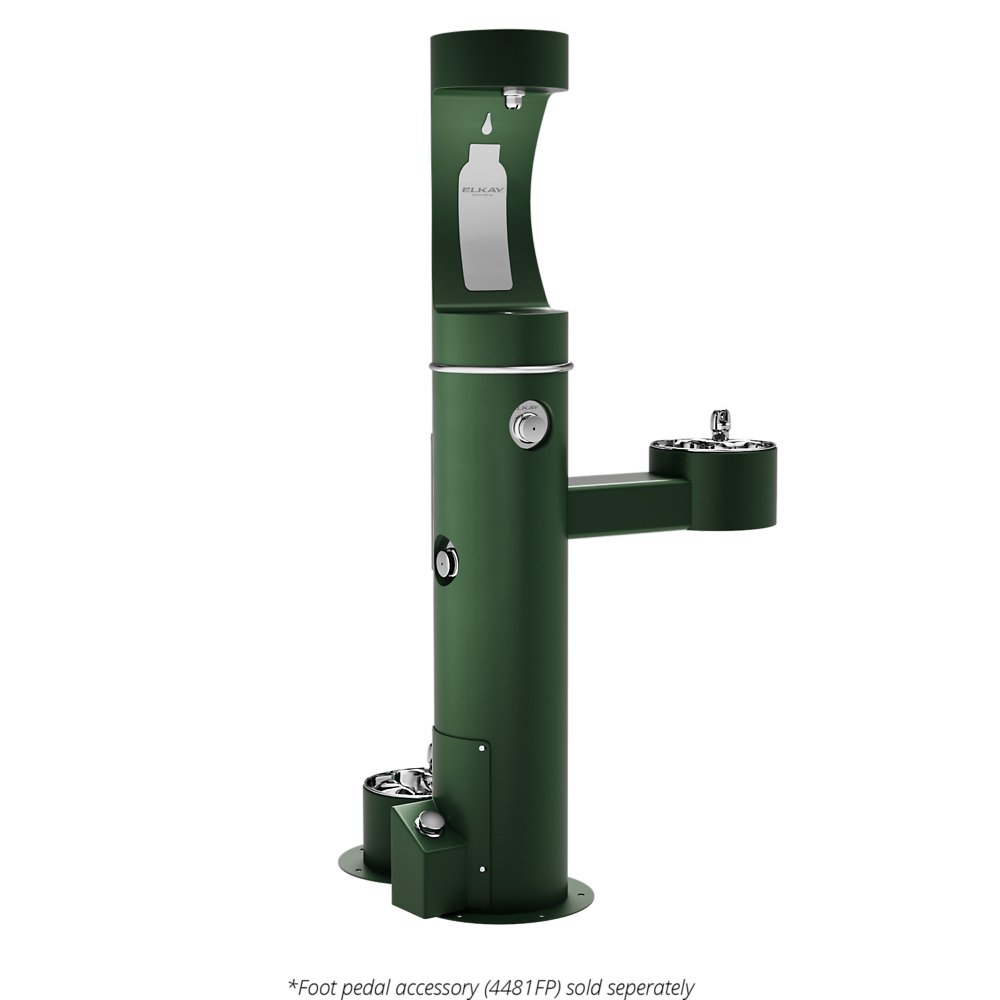 LK4420BF1UDBEVG | Elkay Outdoor ezH2O® Upper Bottle Filling Station Bi-Level Pedestal with Pet Station Non-Filtered Non-Refrigerated Evergreen