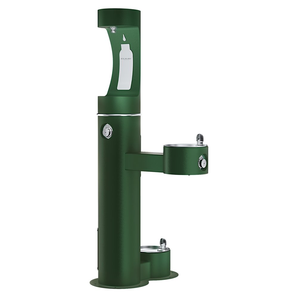 LK4420BF1UDBEVG | Elkay Outdoor ezH2O® Upper Bottle Filling Station Bi-Level Pedestal with Pet Station Non-Filtered Non-Refrigerated Evergreen