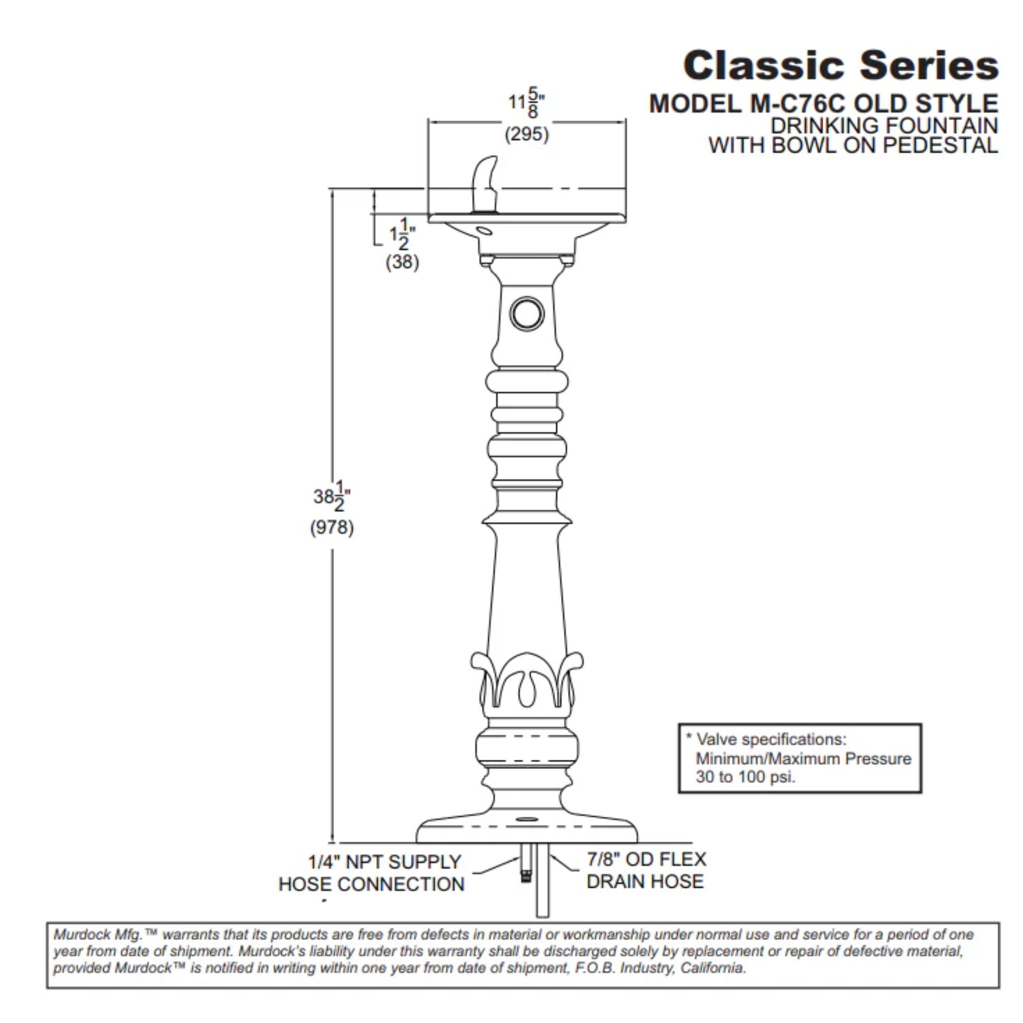 M-C76C | 142.500.604 | Bowl on Pedestal Classic Style Drinking Fountain