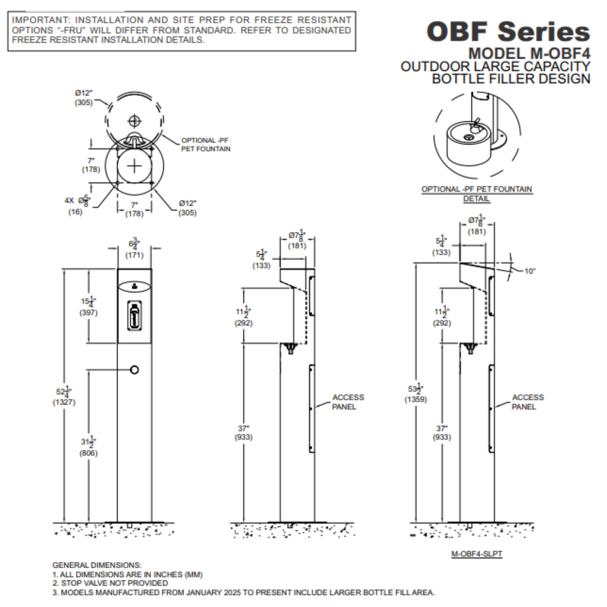 Murdock M-OBF | 142.200.200 | Pedestal Mounted Bottle Filler with Push Button