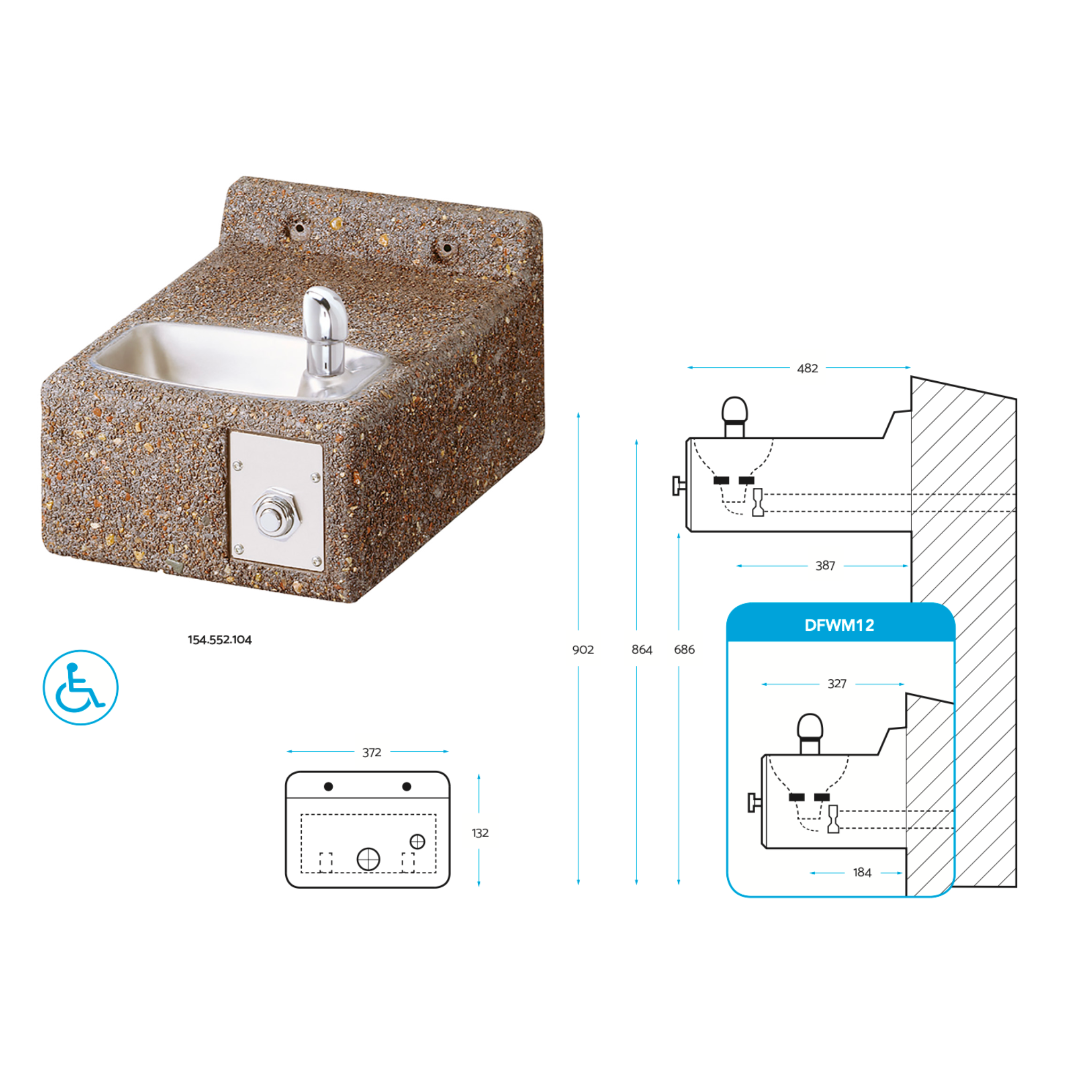Murdock DFWM-12 | 154.552.104 | Wall mounted, barrier-free drinking fountain TERRACOTTA