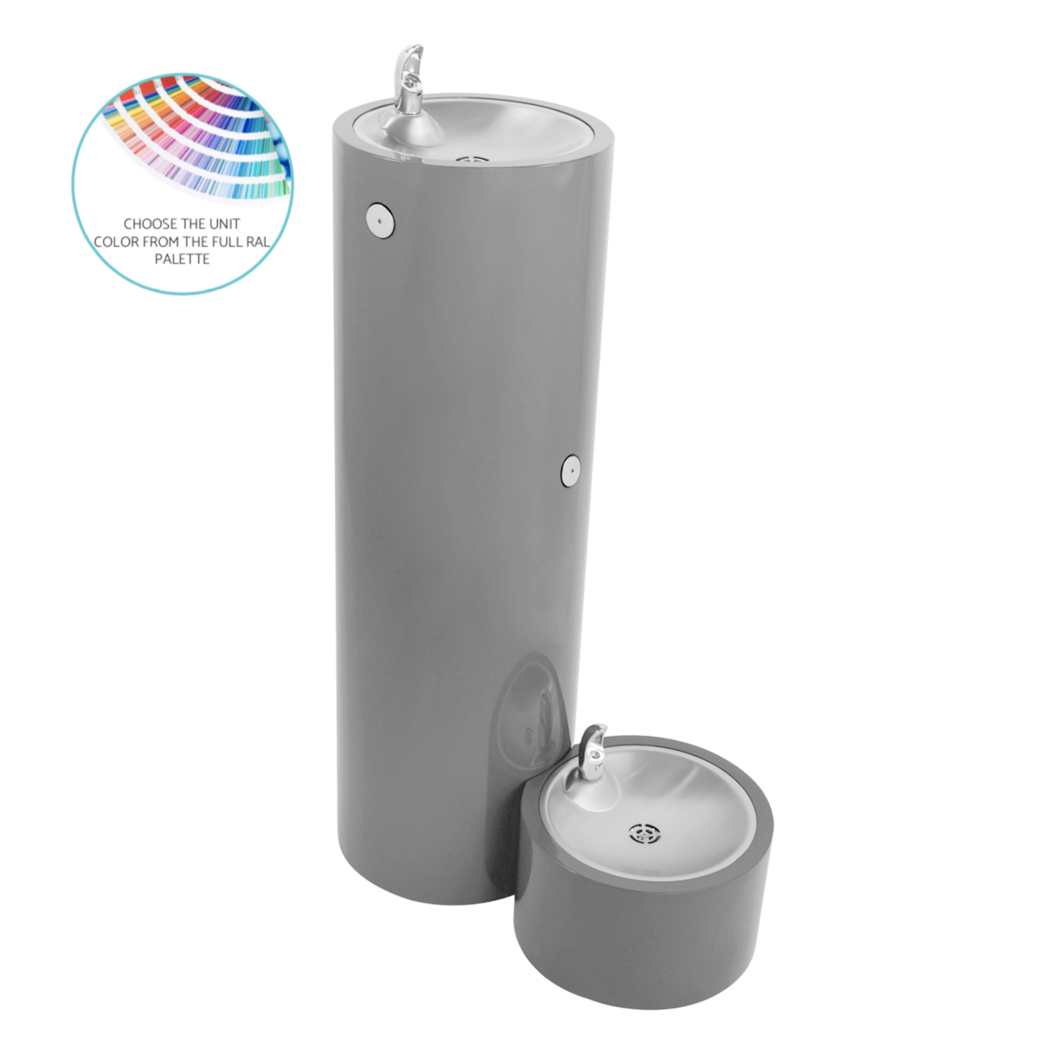 Murdock GRF-PF | 142.500.204 | Round Stainless Steel Pedestal Drinking Fountain with Pet Fountain