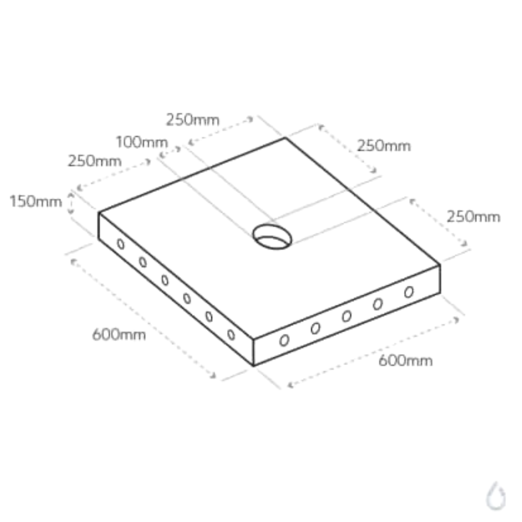 196.960.365. for drinking fountains without pet bowl, 600 x 600 x 100 mm, weight 130 kg 