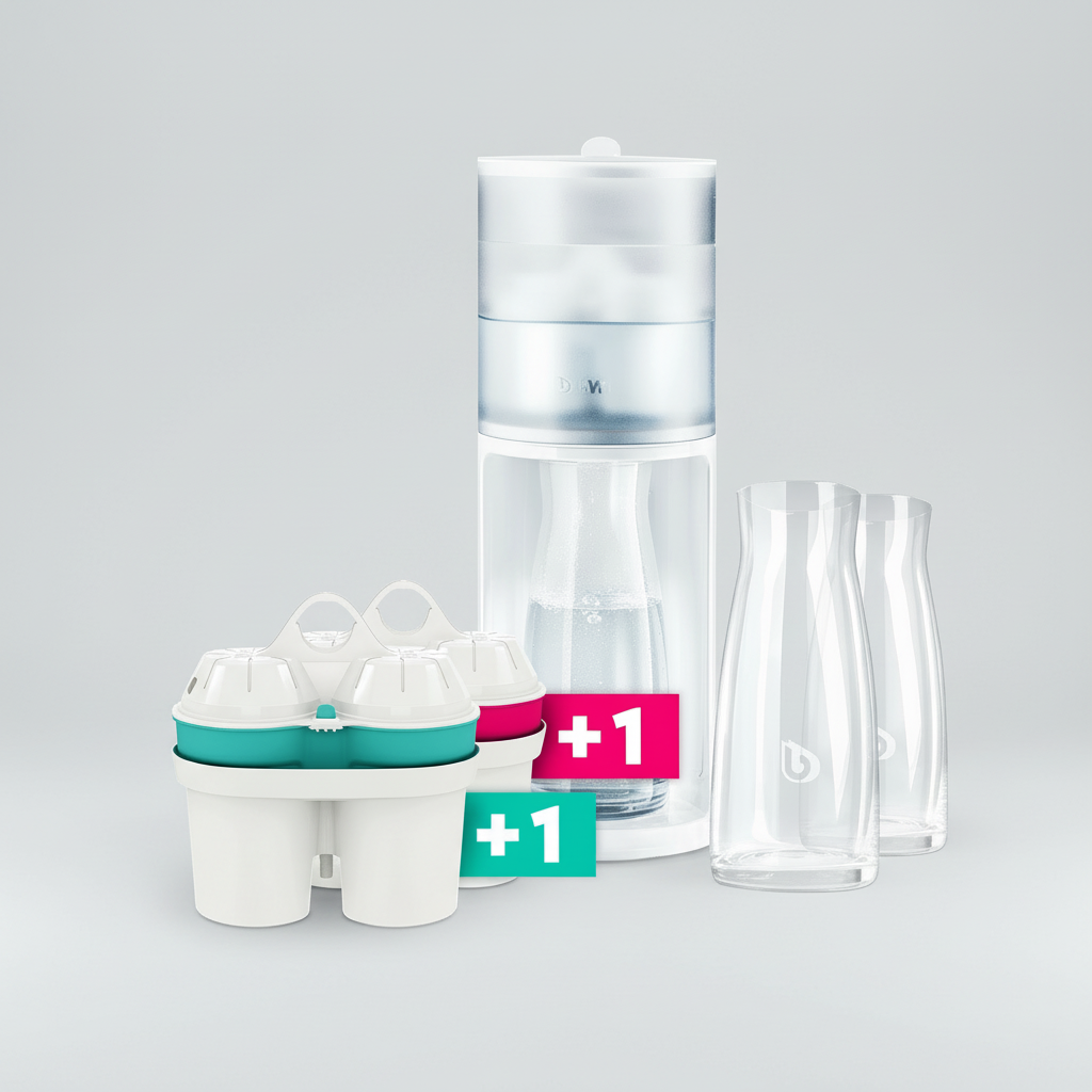 BWT AQUAlizer Station incl. 1 ZINC + 1 Magnesium Mineralised cartridge incl. 2 glass carafes | 125305476; Dzeramā ūdens filtra stacija