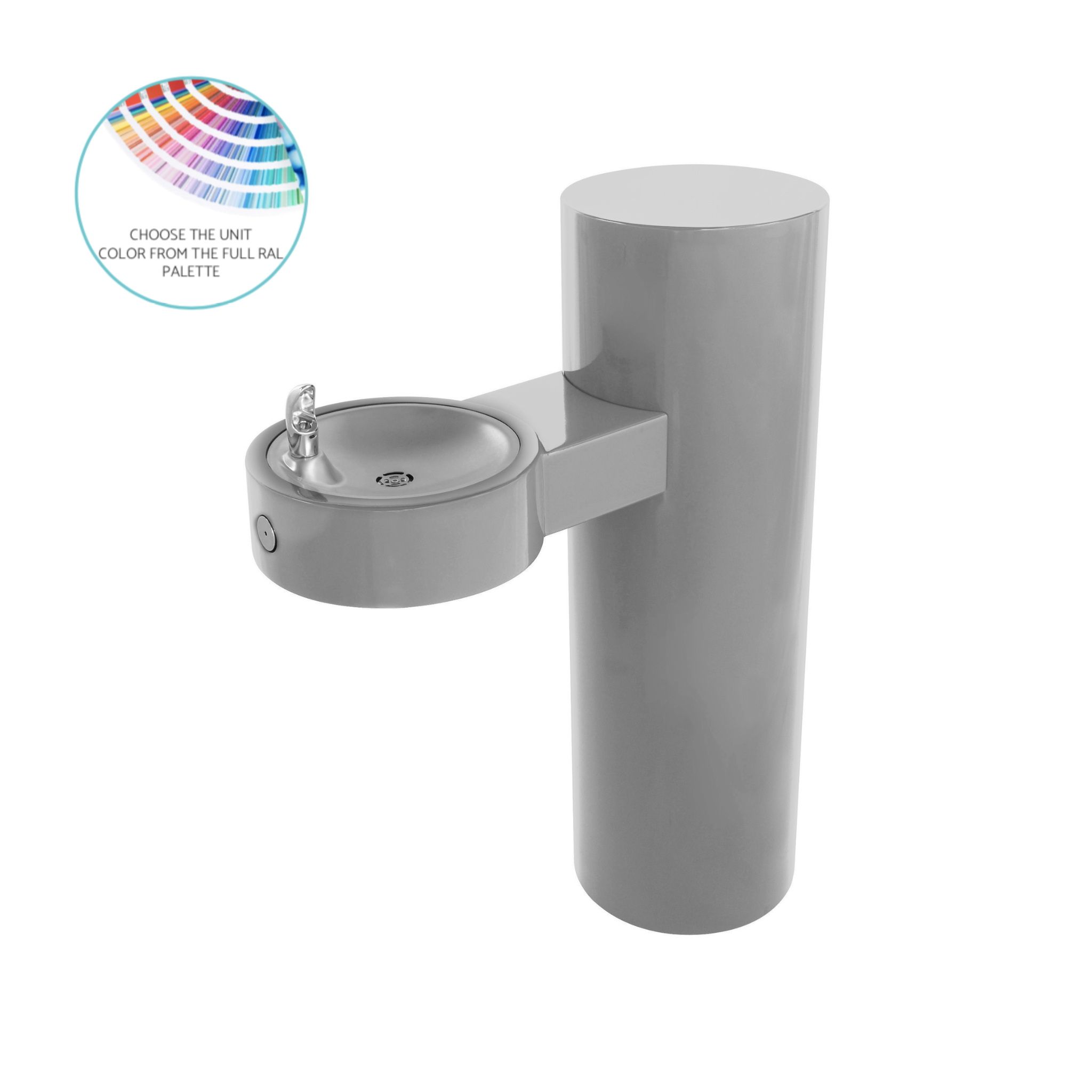 GRJ | 142.500.300 | Barrier-Free Round Stainless Steel Pedestal Drinking Fountain