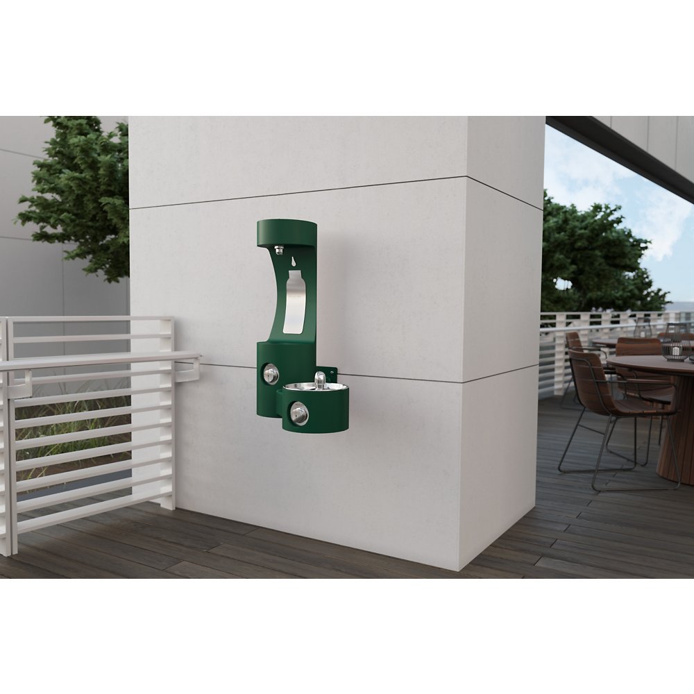 LK4408BFEVG | Elkay Outdoor ezH2O® Bottle Filling Station Wall Mount with Single Fountain Non-Filtered Non-Refrigerated Evergreen