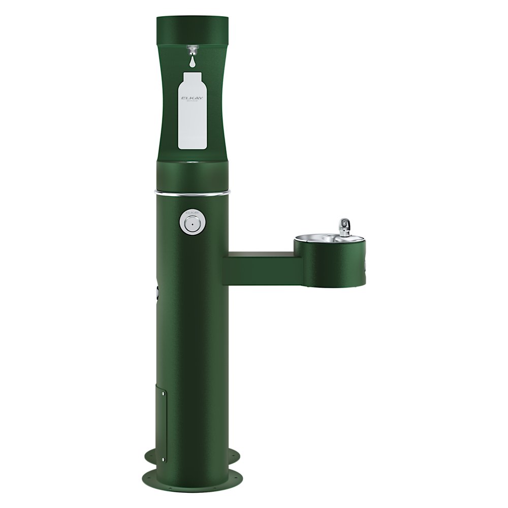 LK4420BF1UDBEVG | Elkay Outdoor ezH2O® Upper Bottle Filling Station Bi-Level Pedestal with Pet Station Non-Filtered Non-Refrigerated Evergreen