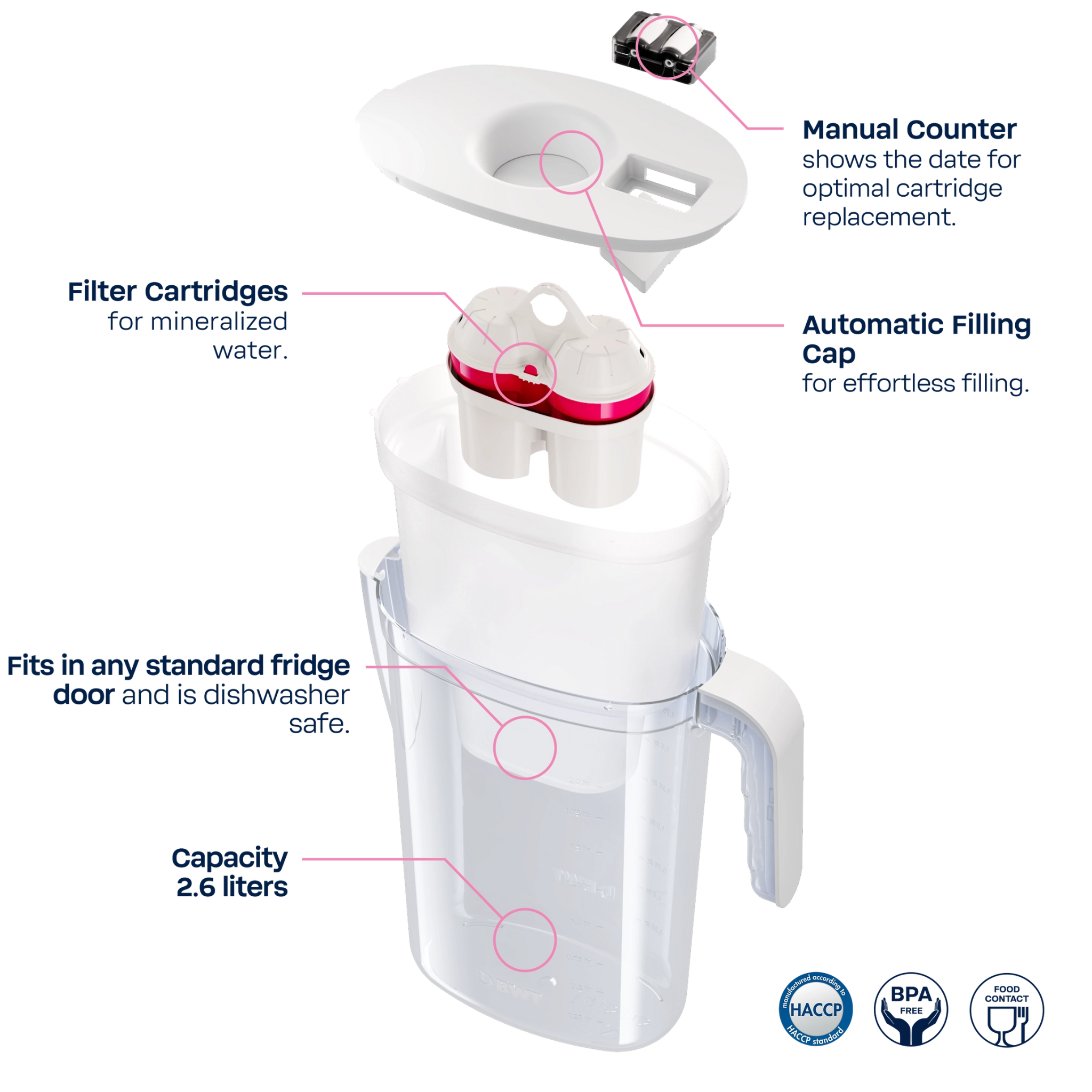 BWT Water filter Vida + 1 Magnesium filter White | 815481-B